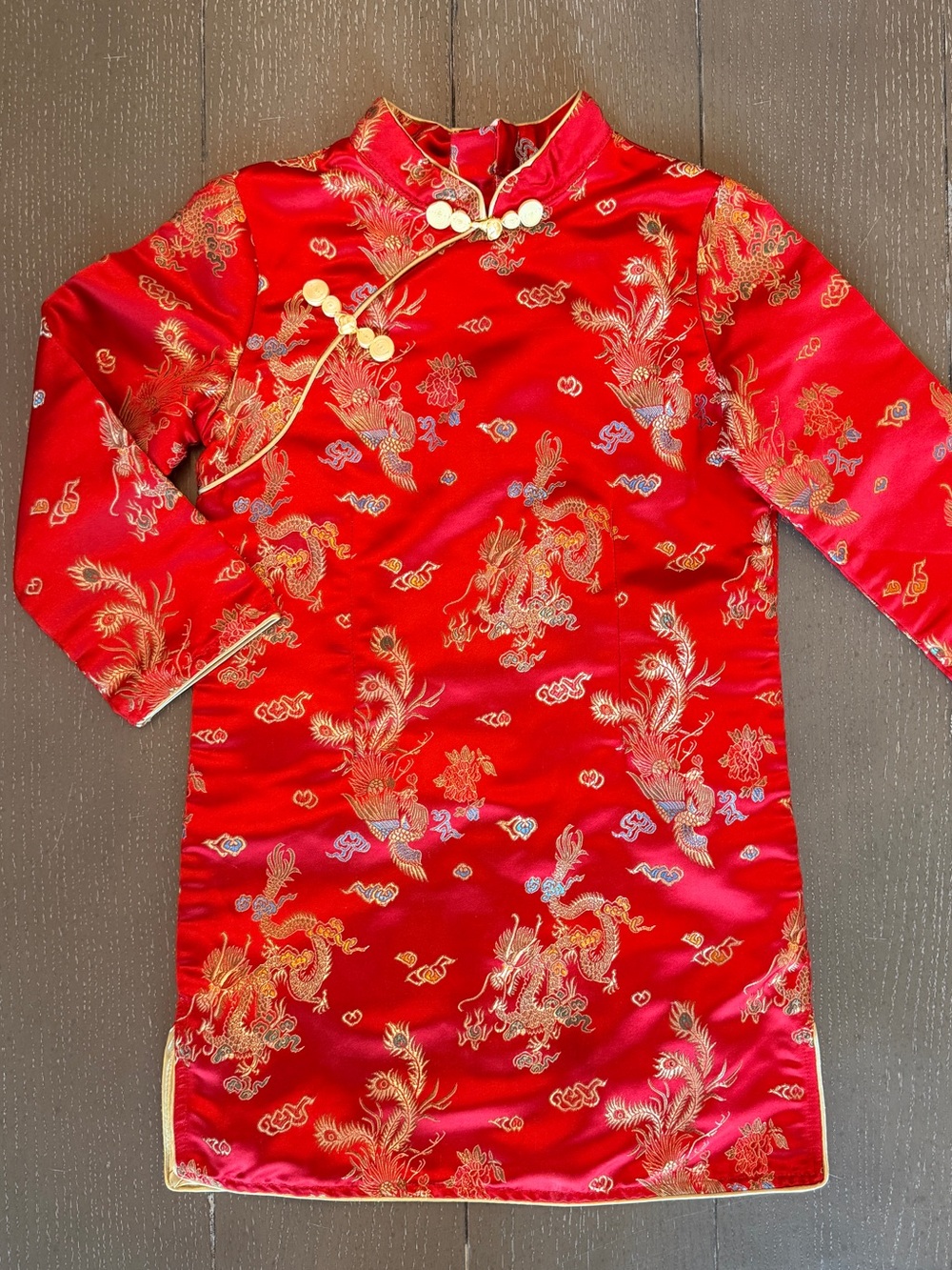 Girls Chinese Red Dragon Qipao Cheongsam Dress/Geisha Halloween Costume Size 130